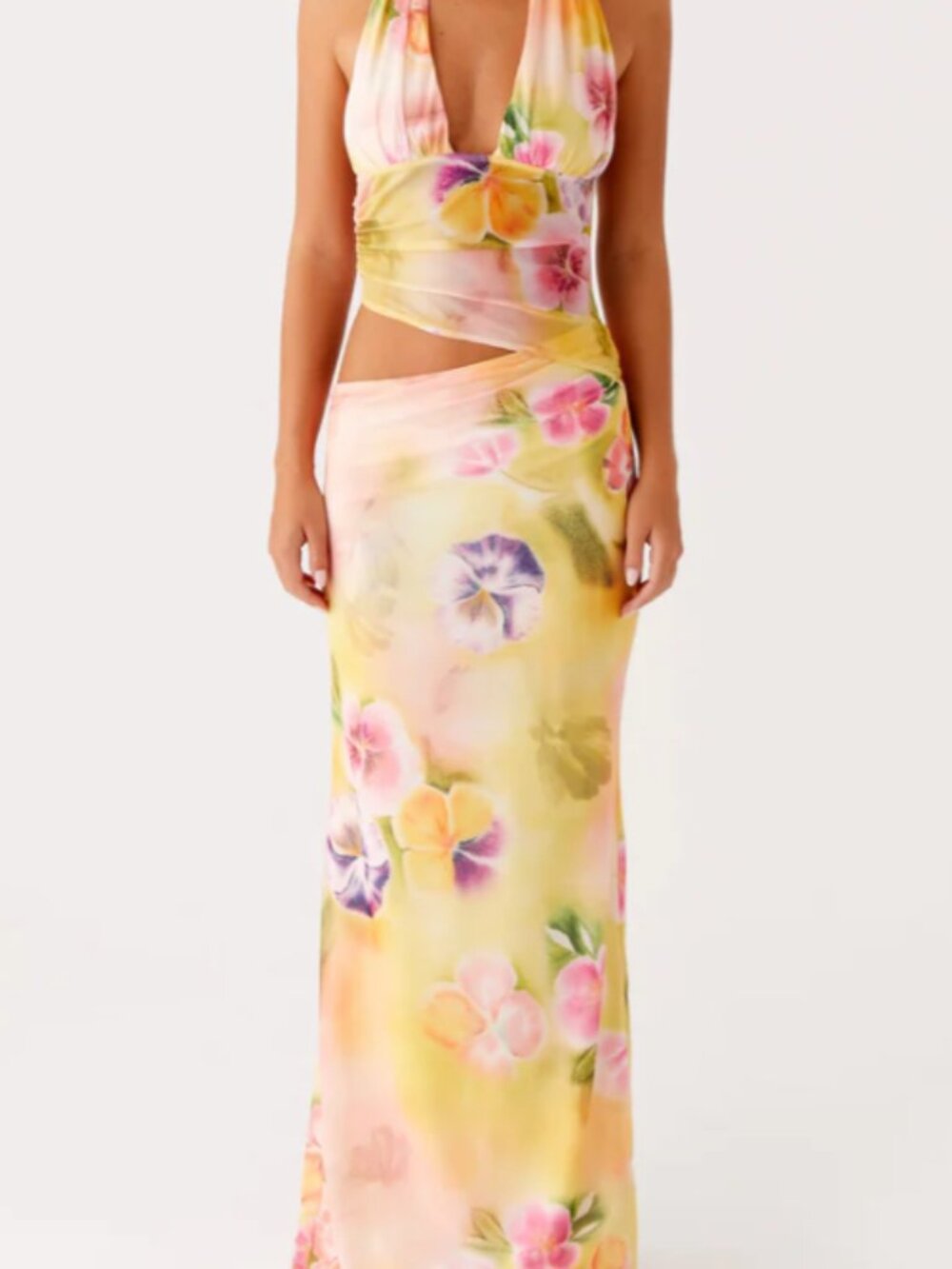 Main Act Halter Maxi Dress - Sunburst Floral - Picture 3 of 6